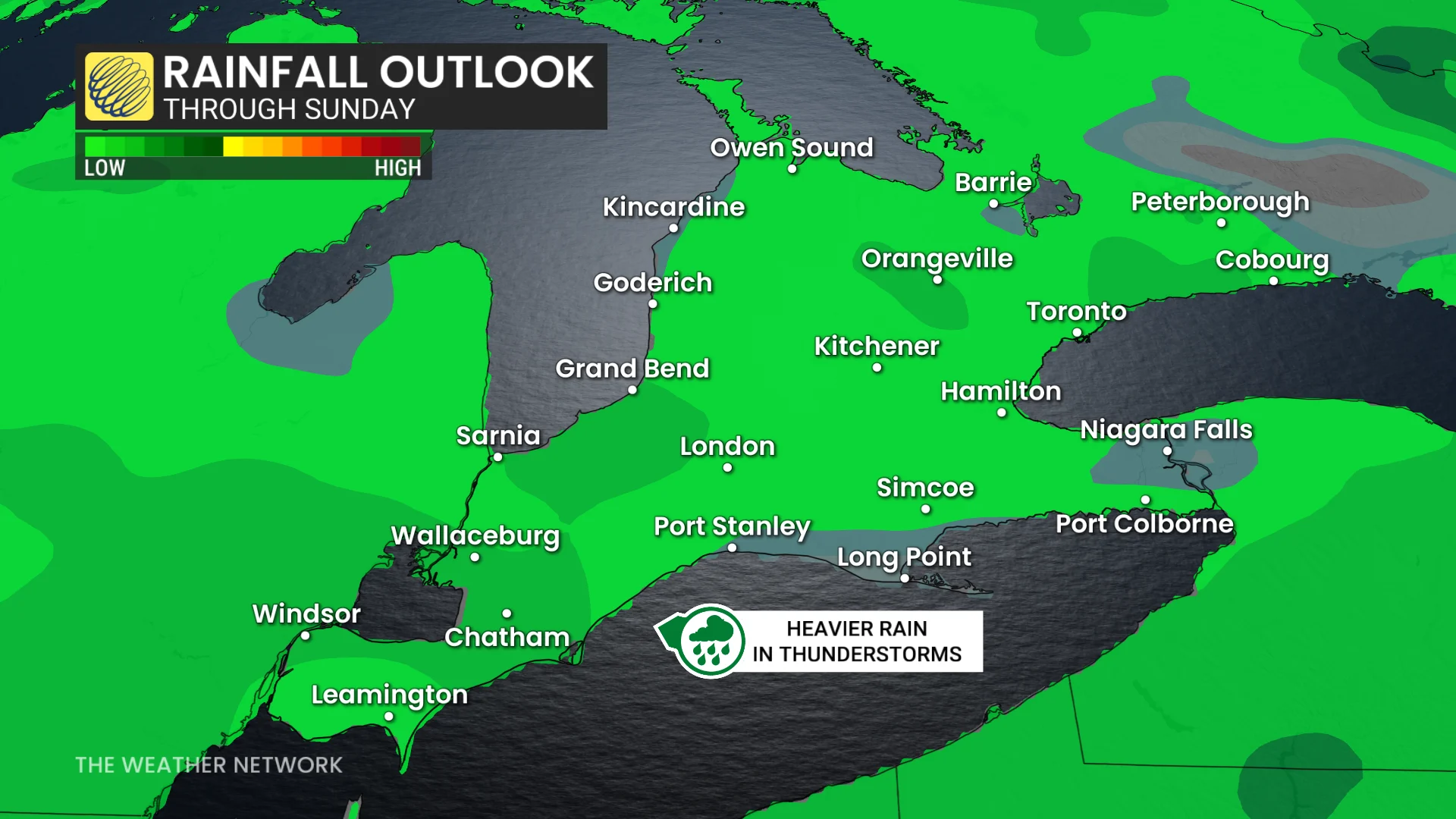 Ontario rainfall accumulation through Sunday