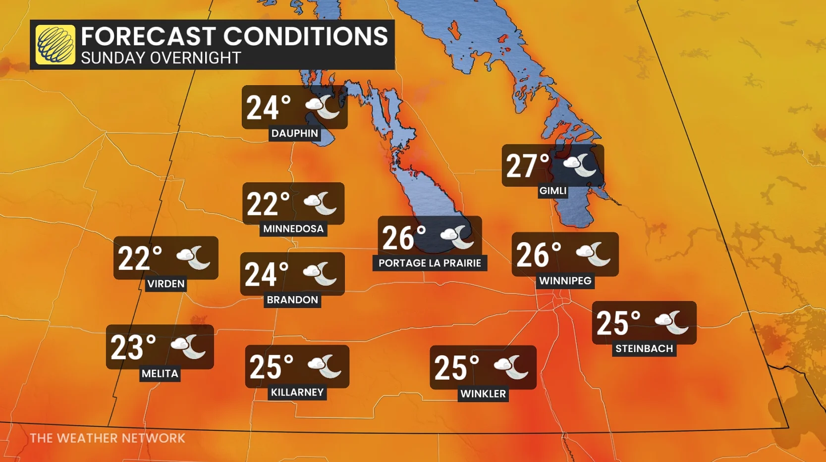 Manitoba Forecast Sunday Overnight