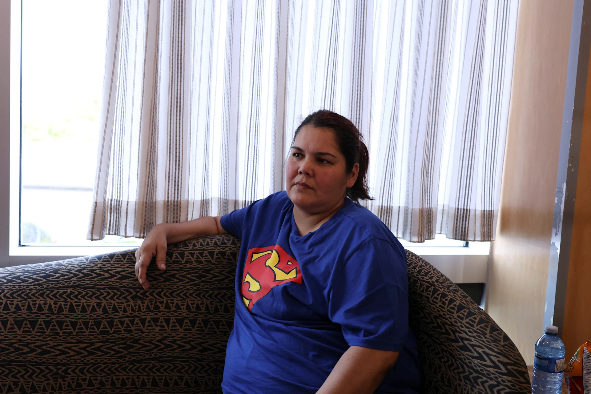 Reuters - FILE PHOTO: Selena Castel, a councillor from Pukatawagan First Nation in northern Manitoba and among those evacuated due to ongoing wildfires, sits for an interview at a hotel in Niagara Falls, Ontario, Canada, June 4, 2025. REUTERS/Wa Lone