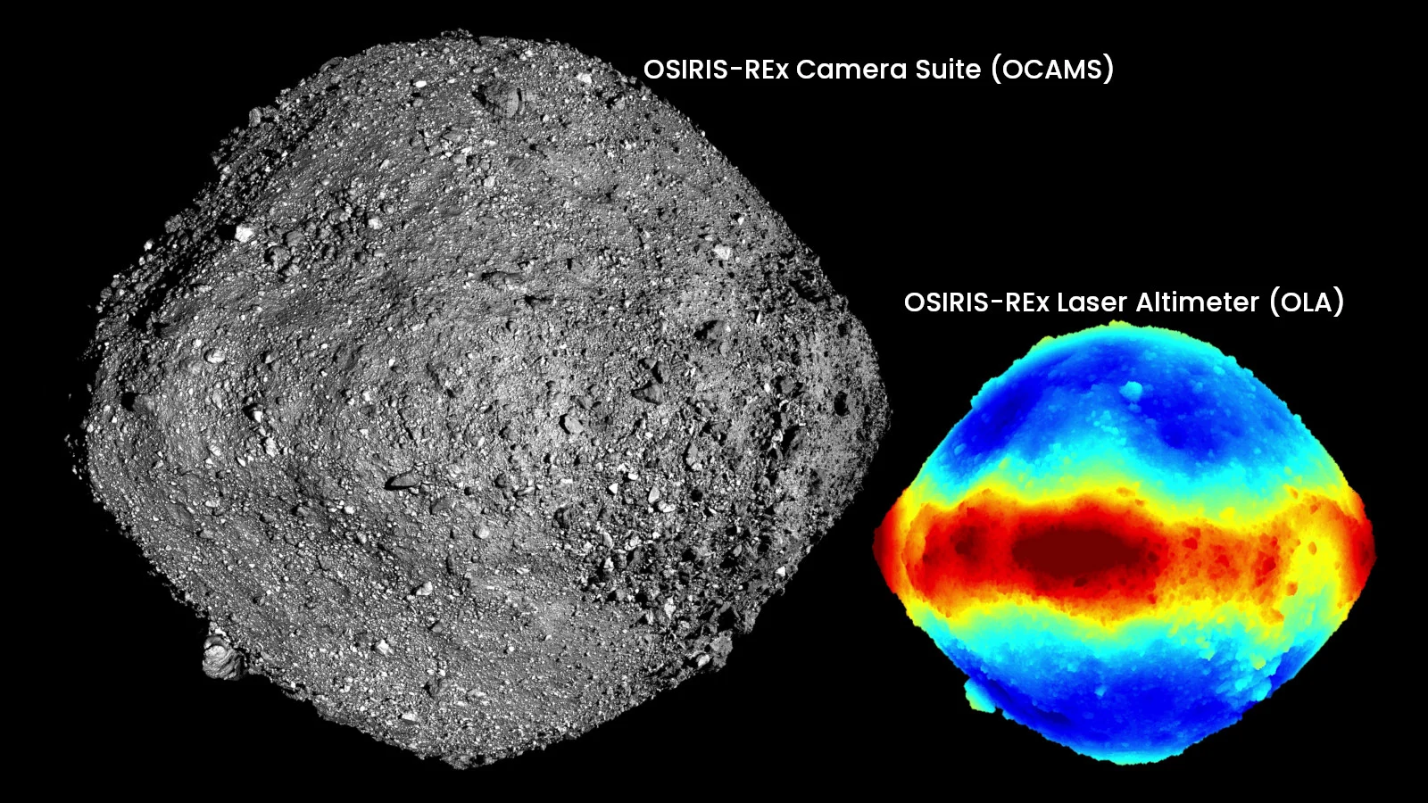 Bennu - OCAMS OLA Comparison - OSIRIS-REx NASA CSA