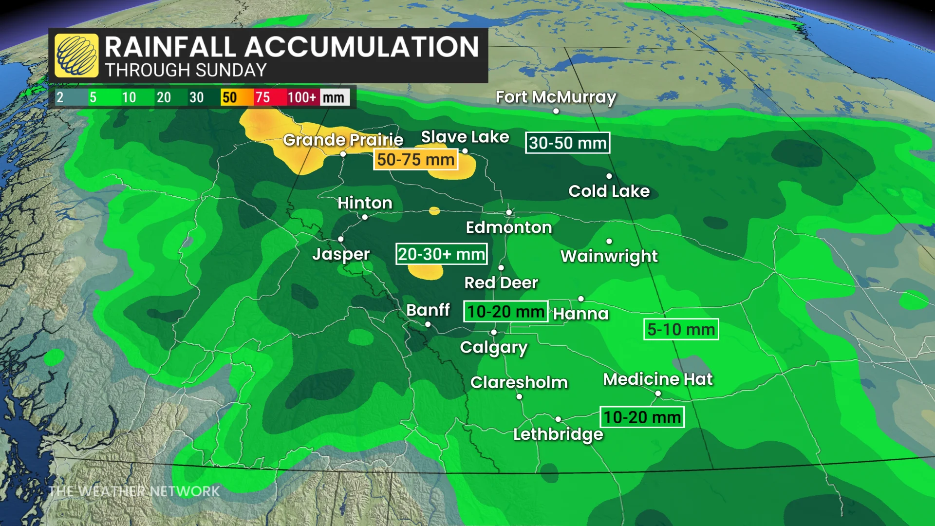 Prairies rainfall through Sunday