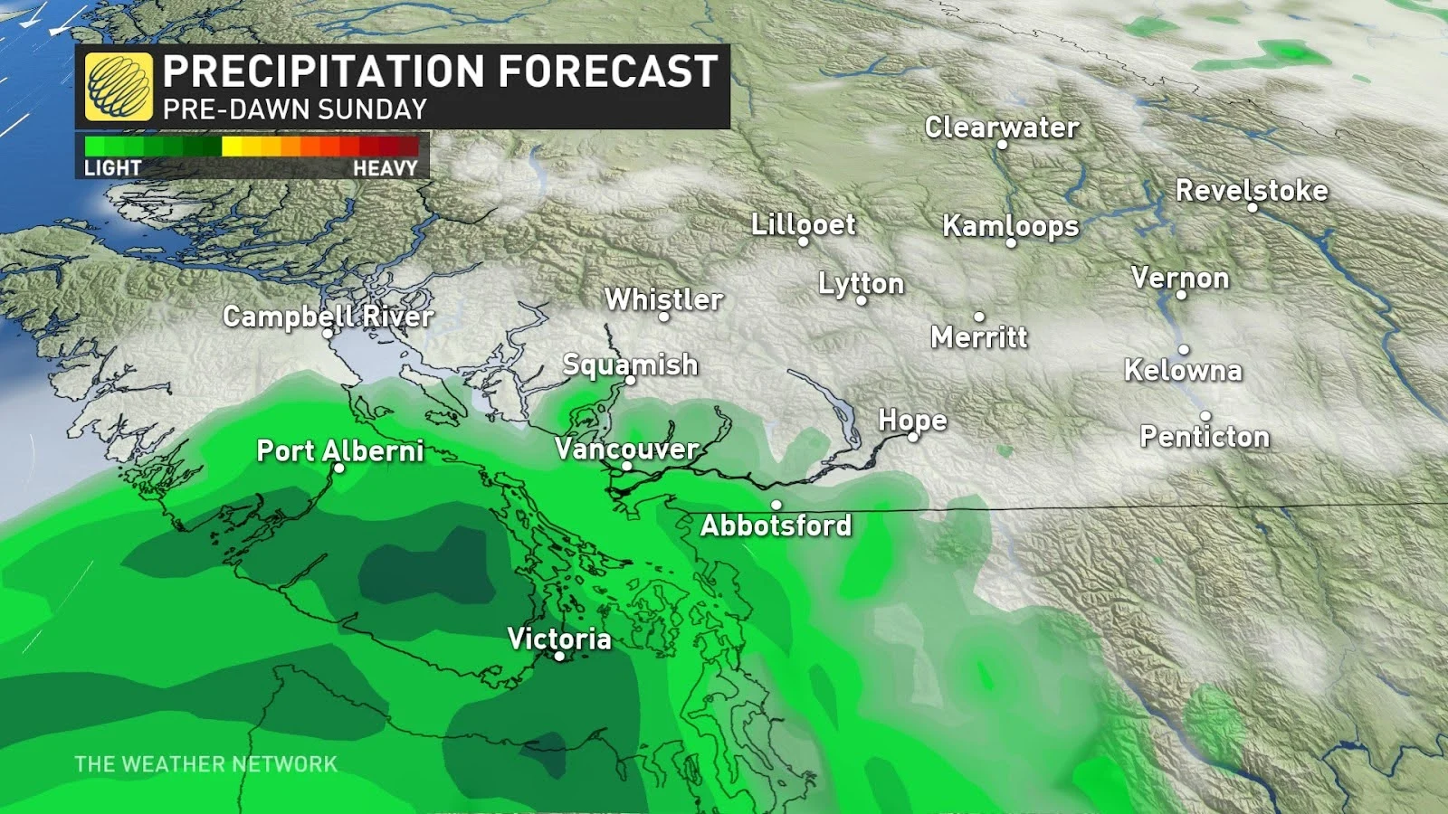 BC Sunday AM precipitation forecast Aug 16 2024