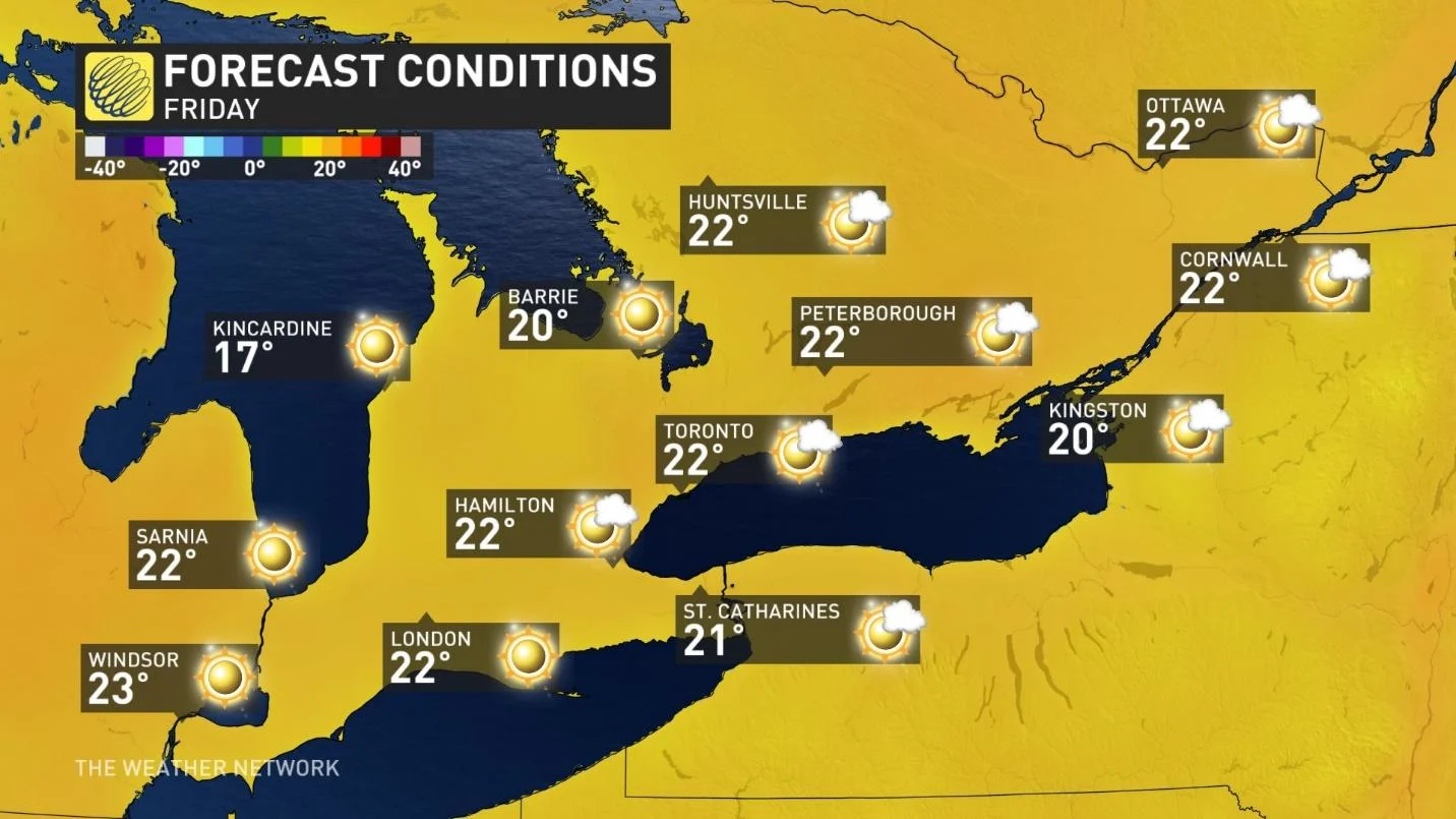 Baron - Southern Ontario Friday temperatures - May 29