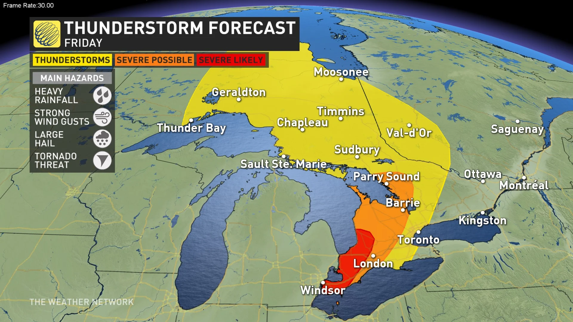 Ontario storm risk Friday