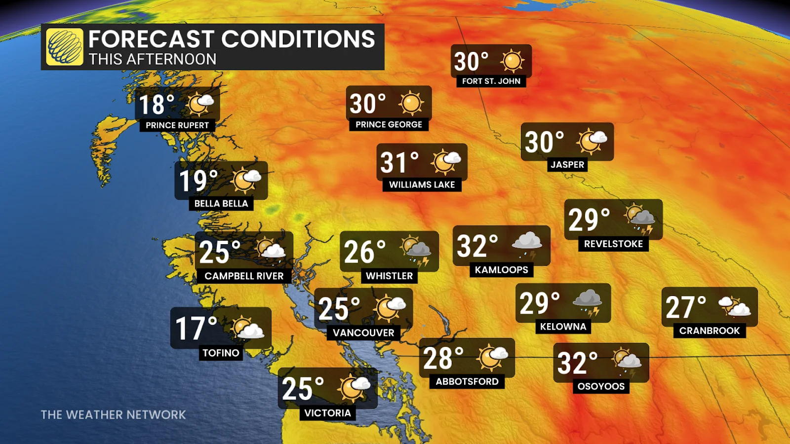 B.C. Friday forecast conditions and temperatures - Aug. 29, 2025