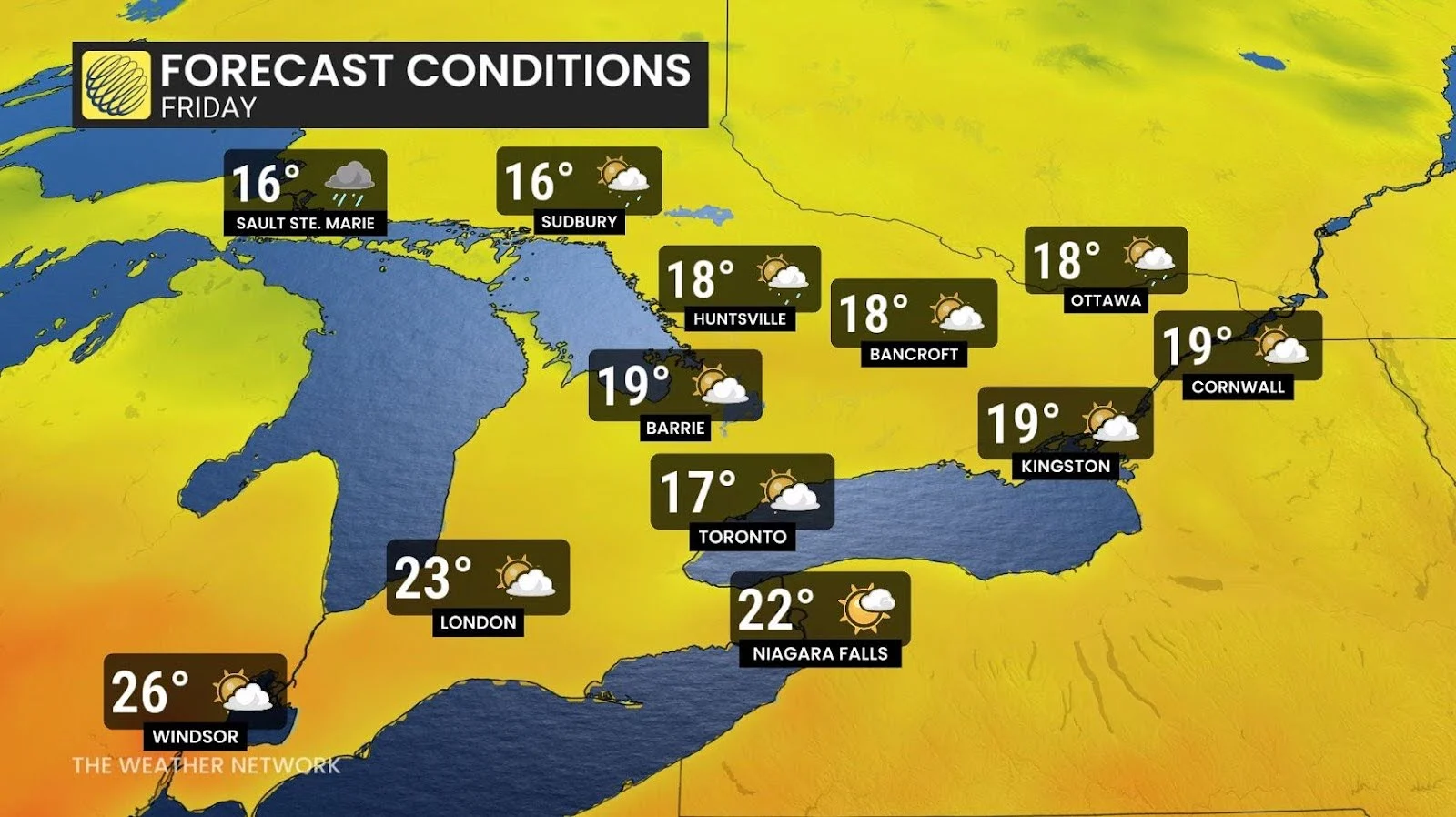Ontario Friday forecast temperatures and conditions - June 11, 2025