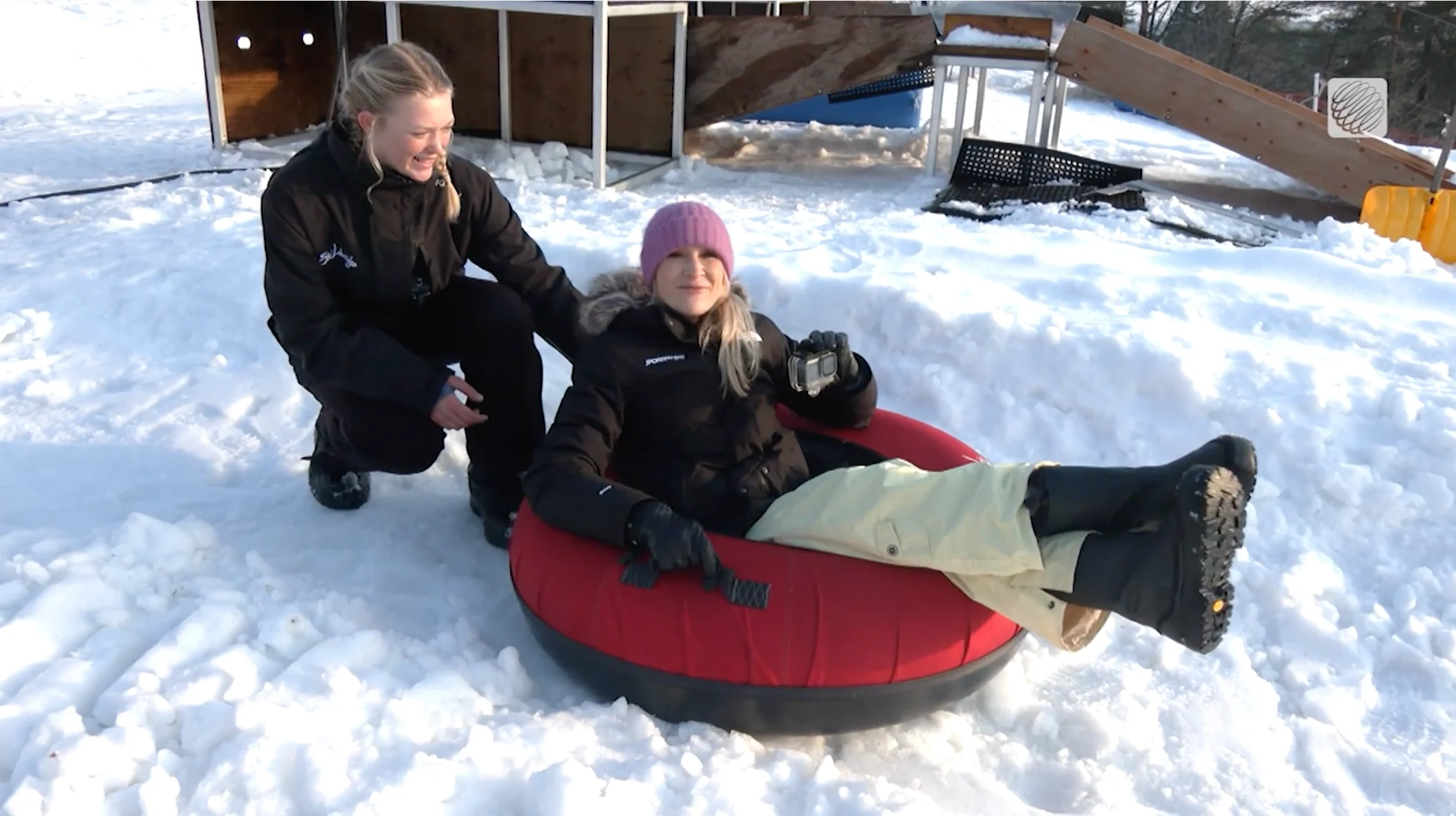 Maya Haynos-Owen, Lakeridge Ski Resort, with The Weather Network's Lauren O'Neil