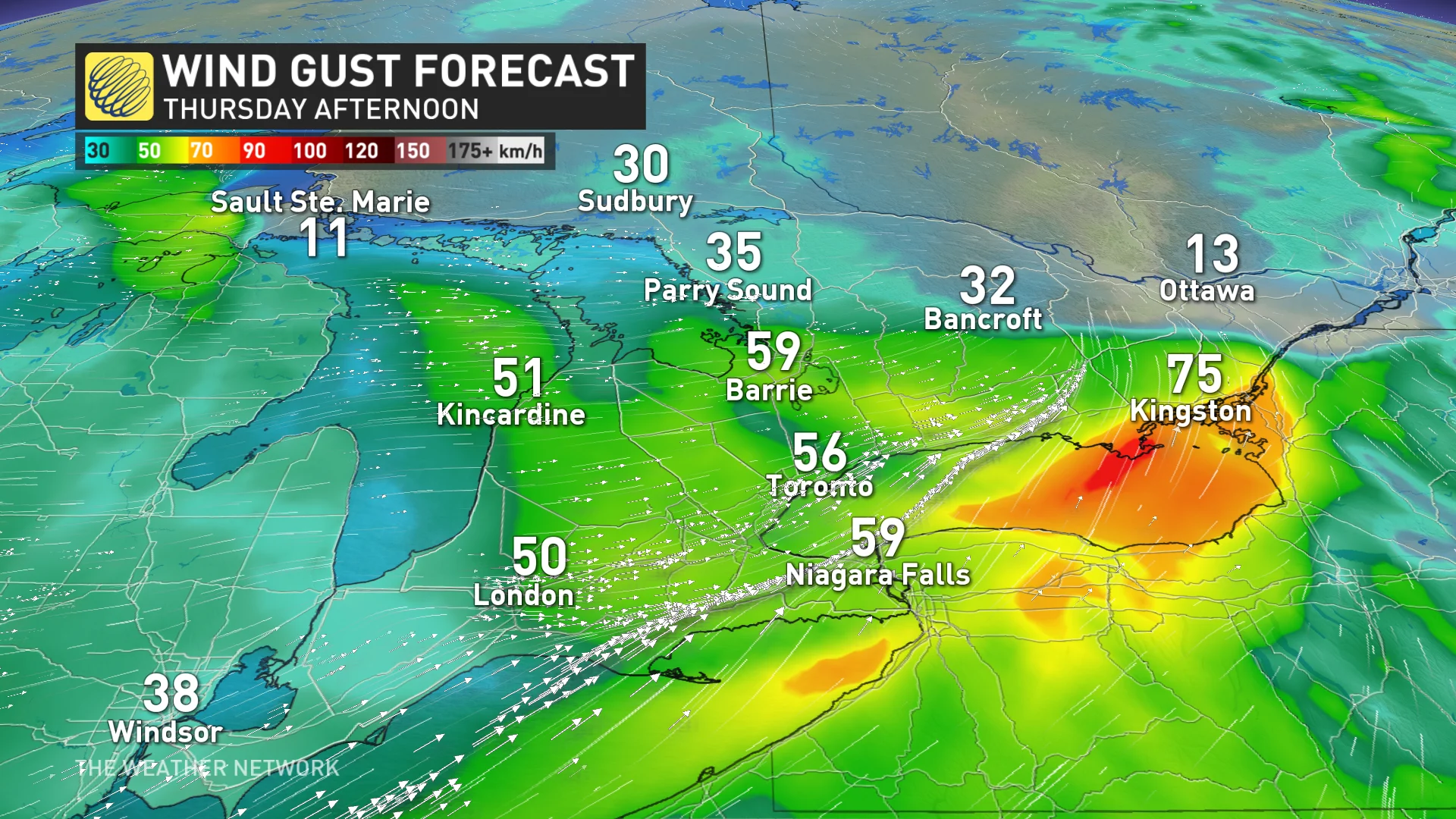 Baron - Ontario winds Thursday afternoon - Feb12
