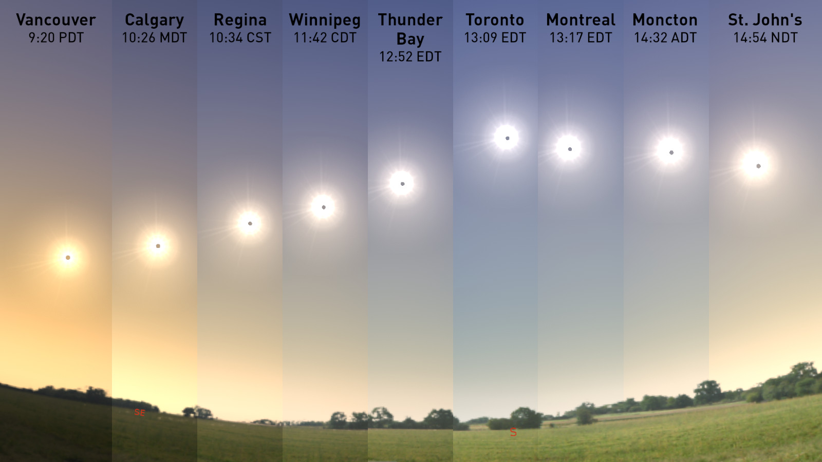 Partial Eclipse Maximums Across Canada - Oct 14 2023 - sky view