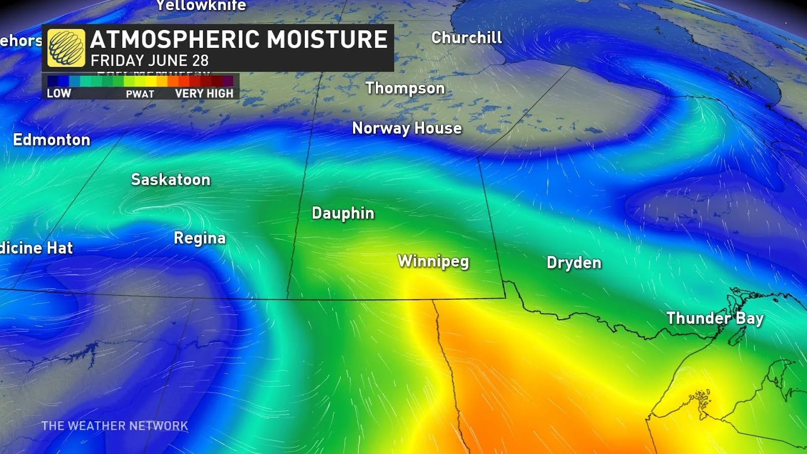 Prairies atmospheric moisture June 28 2024