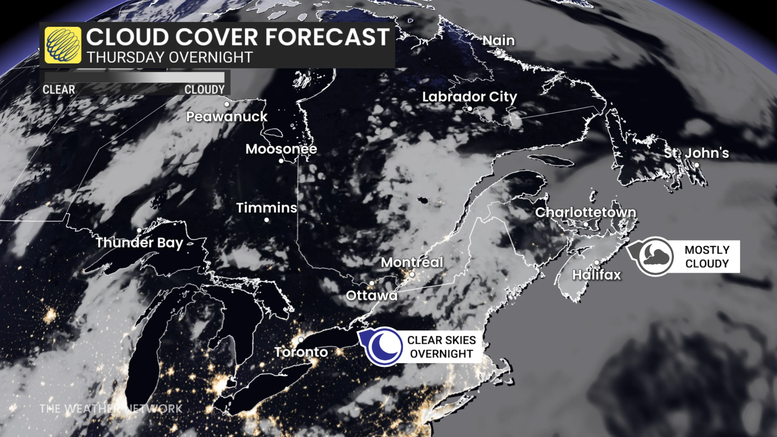 July 10, 2025 - Full Buck Moon - Cloud Cover Forecast - Eastern Canada