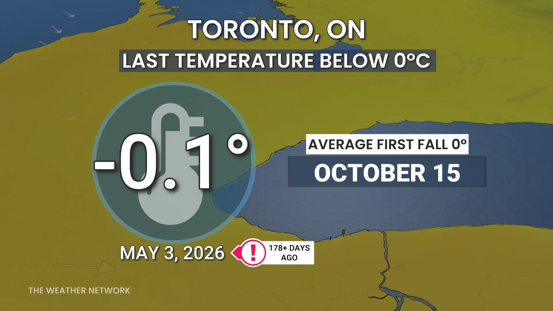 Toronto last temperature below the freezing mark 2026