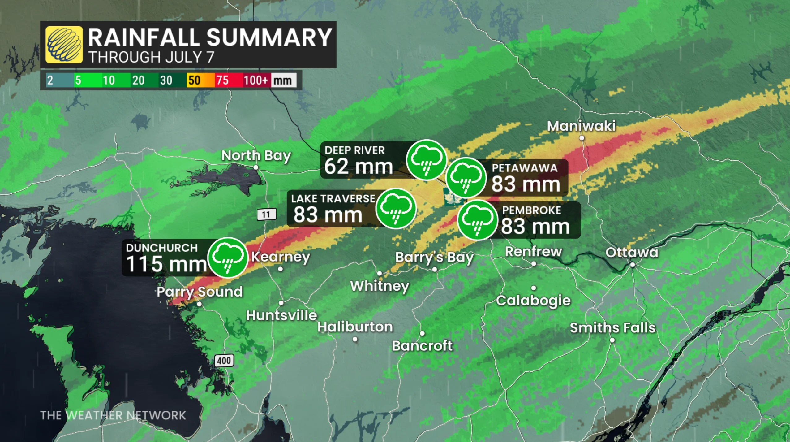 July 7, 2025: heavy rain Ontario, Quebec