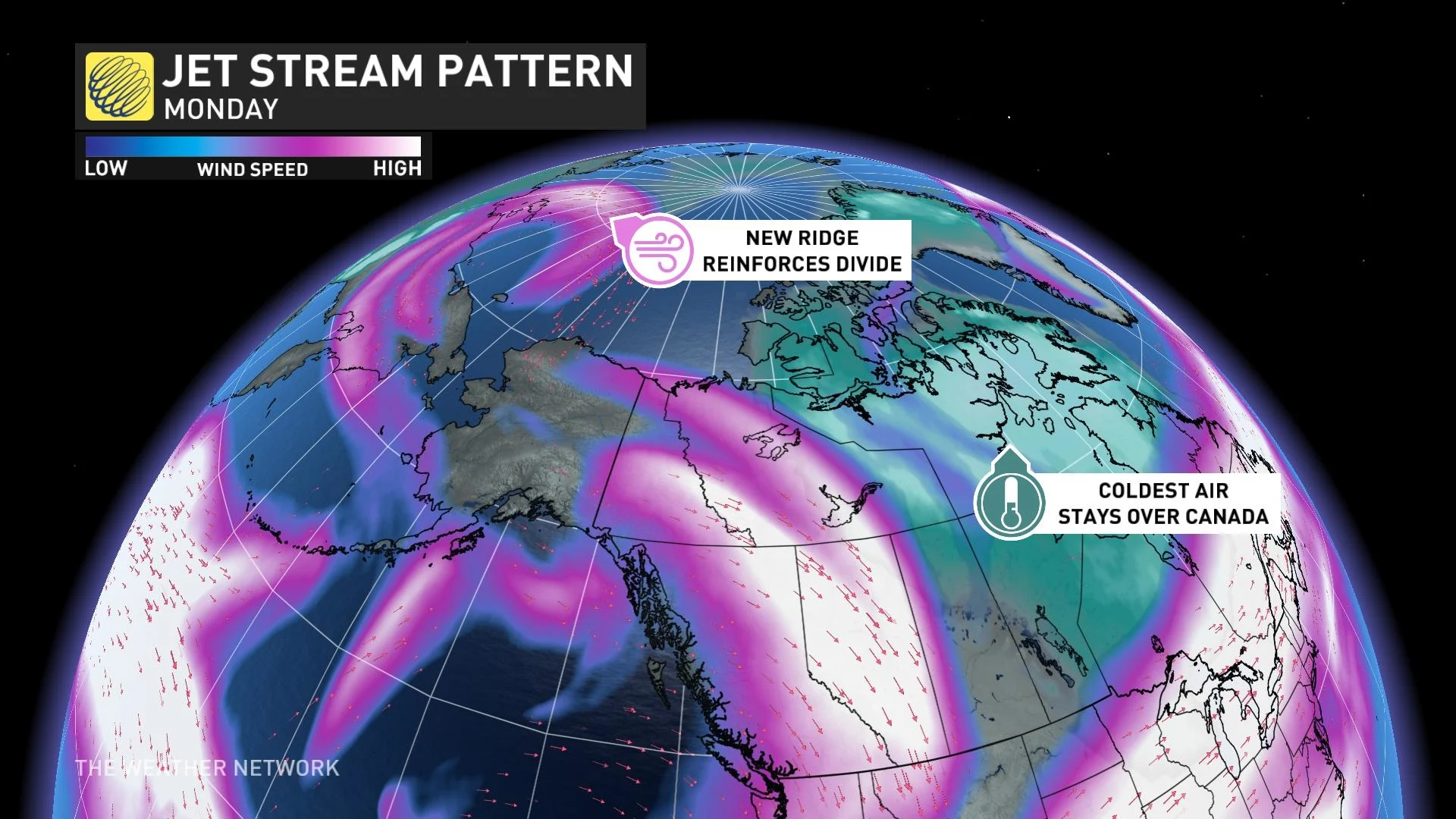 West Jet Stream Pattern Monday