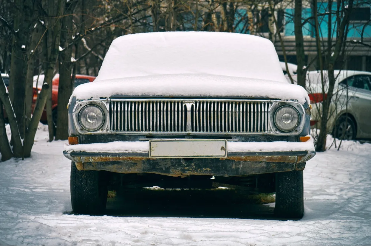 Getty Images/Credit: Dzurag Creative #: 921036048: Car, rust, snow, vehicle. https://www.gettyimages.ca/detail/photo/old-russian-car-covered-with-snow-royalty-free-image/921036048?phrase=snow%20rust%20car&adppopup=true