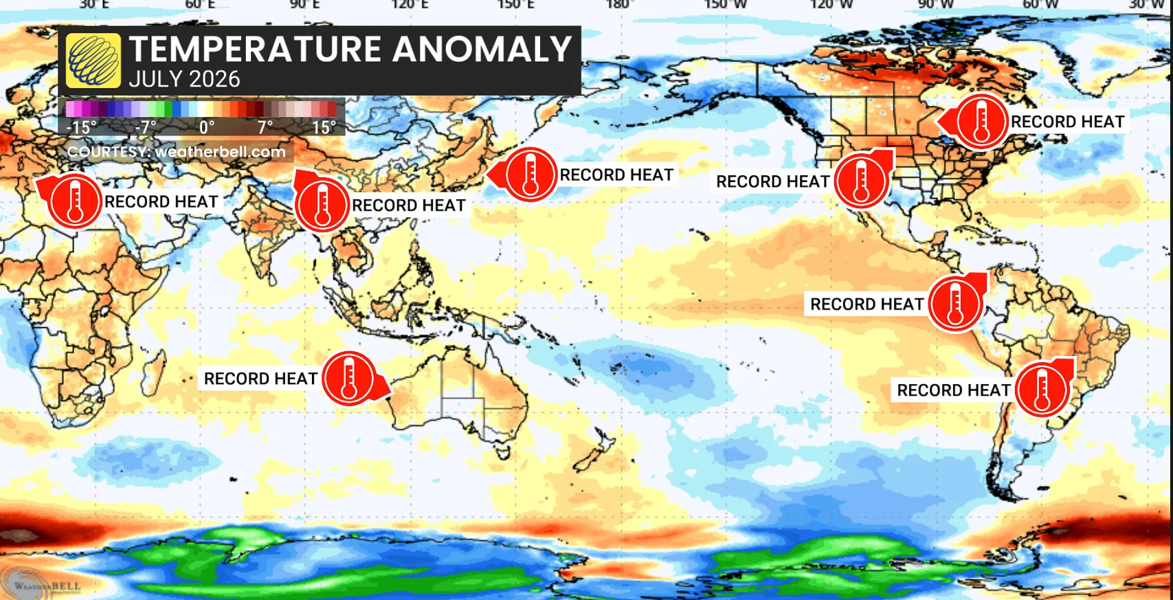 July 2026 global heat records