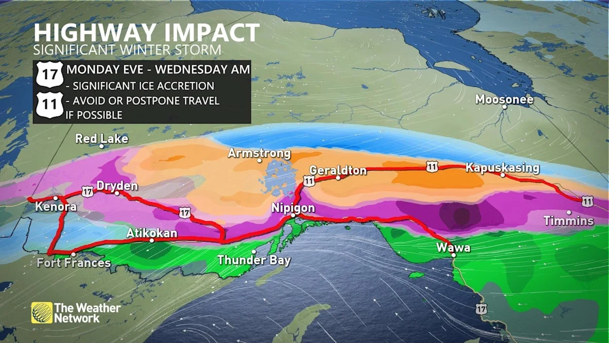 Freezing rain threat continues overnight for parts of northern Ontario