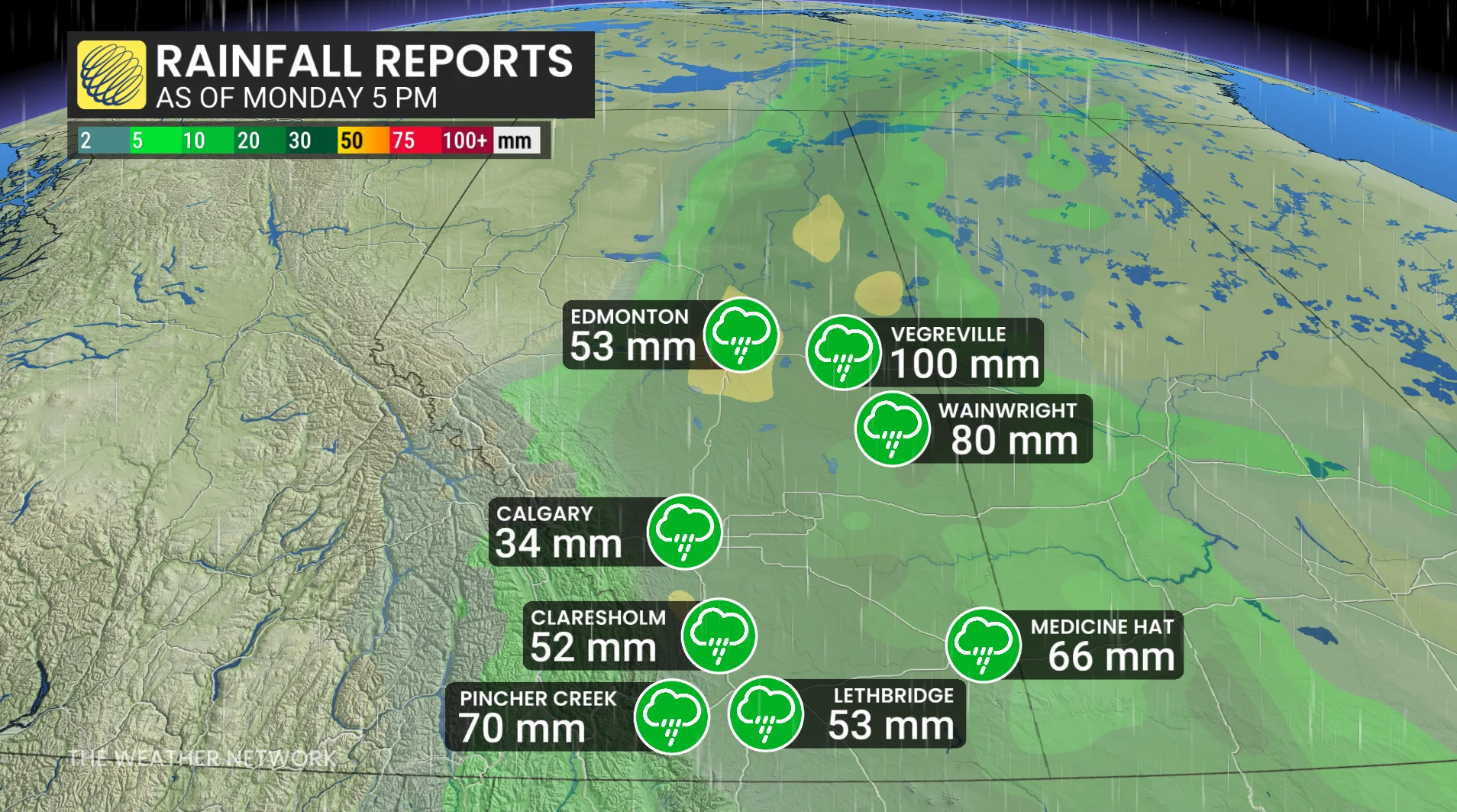 Alberta rainfall reports June 1