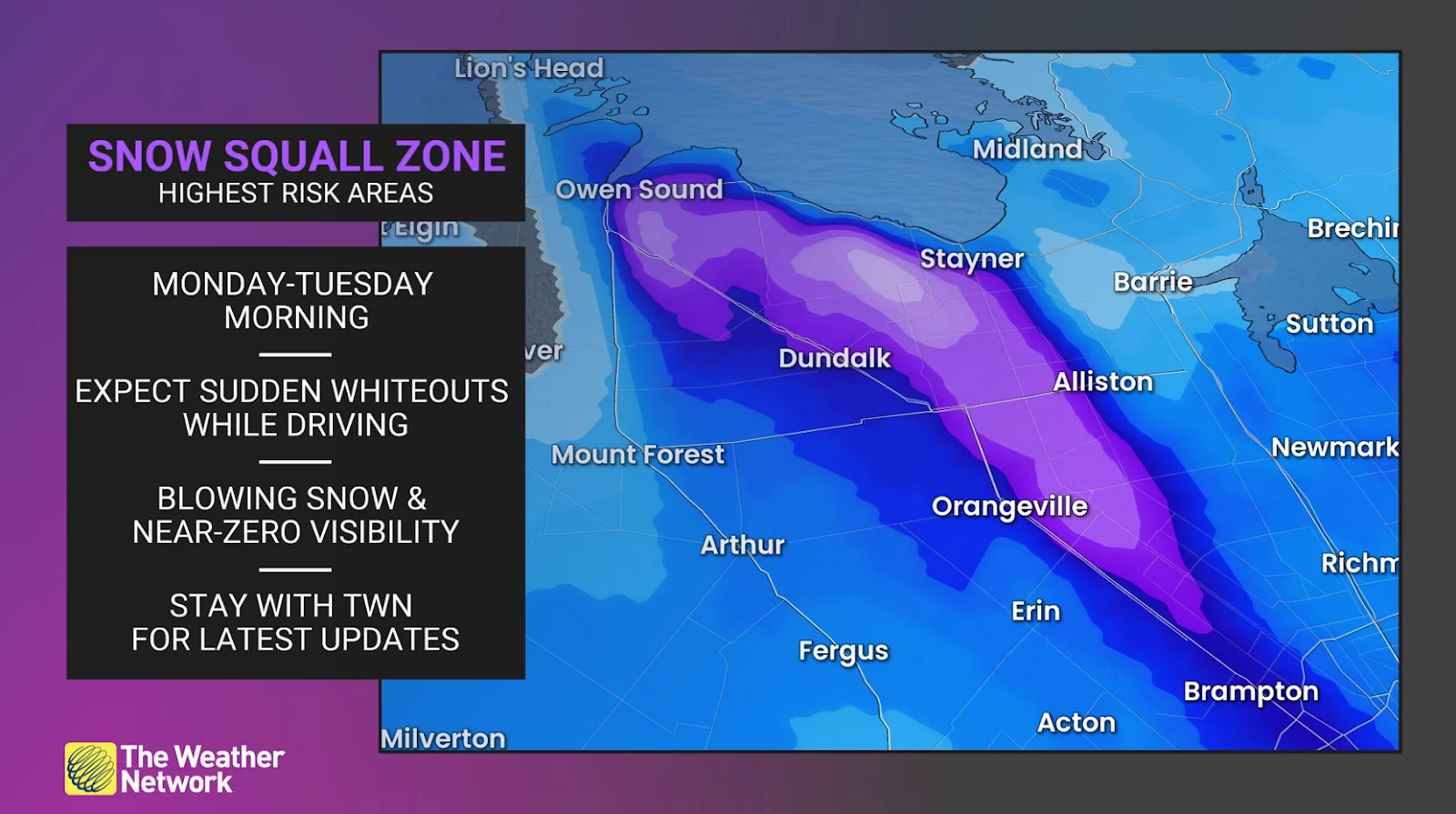 Snow Squall Zone Georgian Bay Monday
