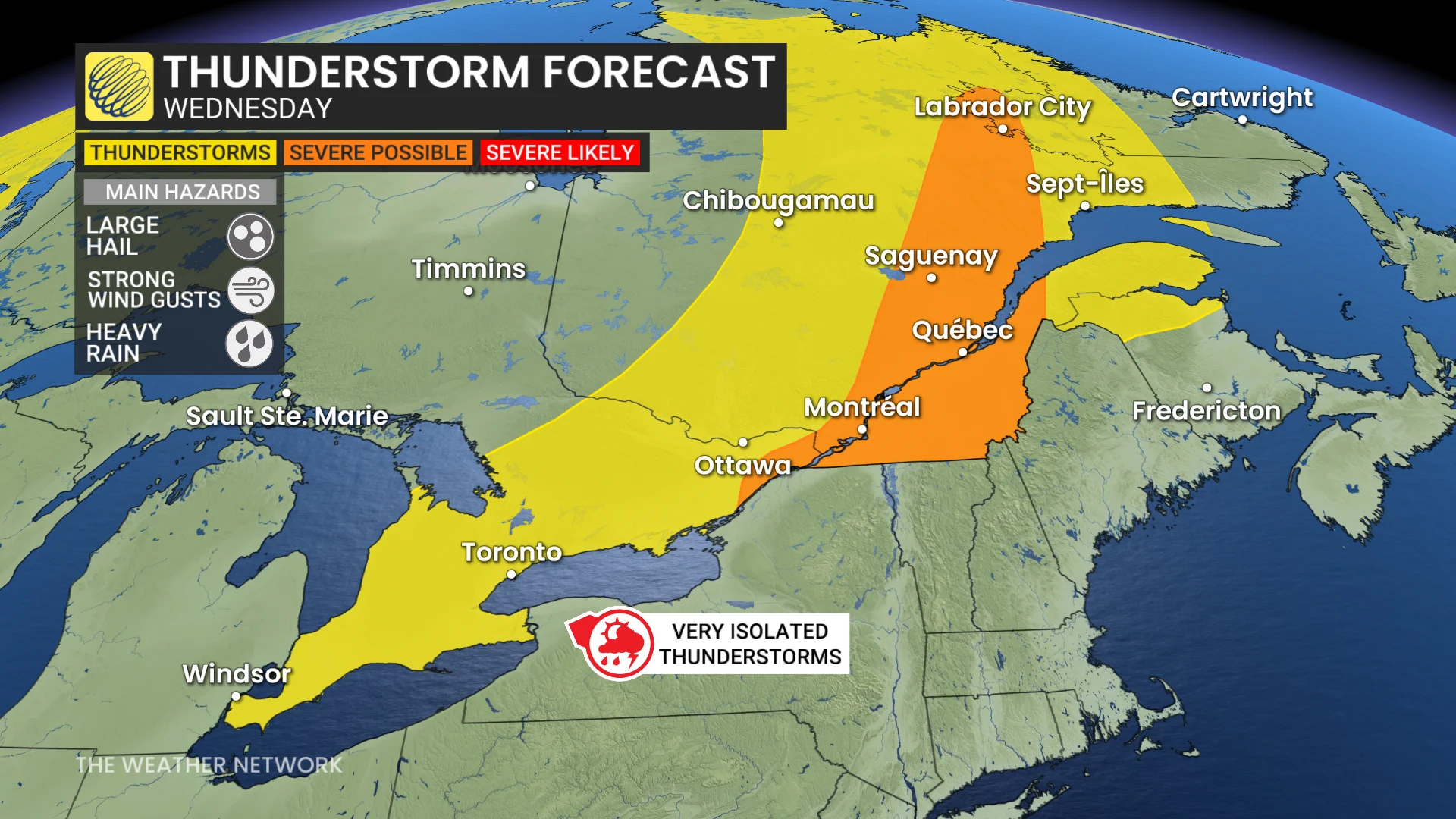 Baron - Wednesday thunderstorm risk Ontario and Quebec - updated - Aug.13