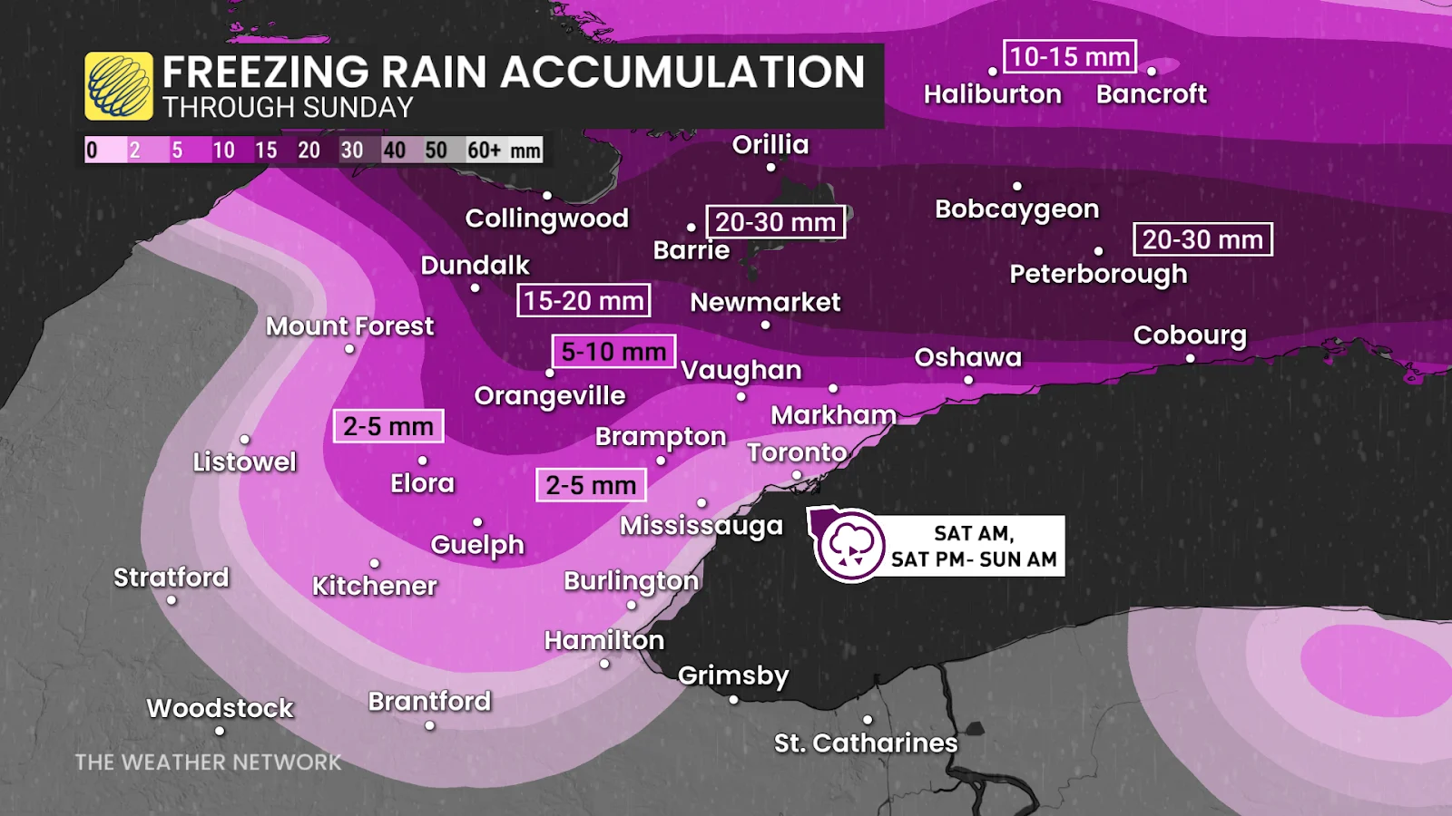 Ontario, GTA forecast freezing rain, ice storm accumulation - March 29, 2025