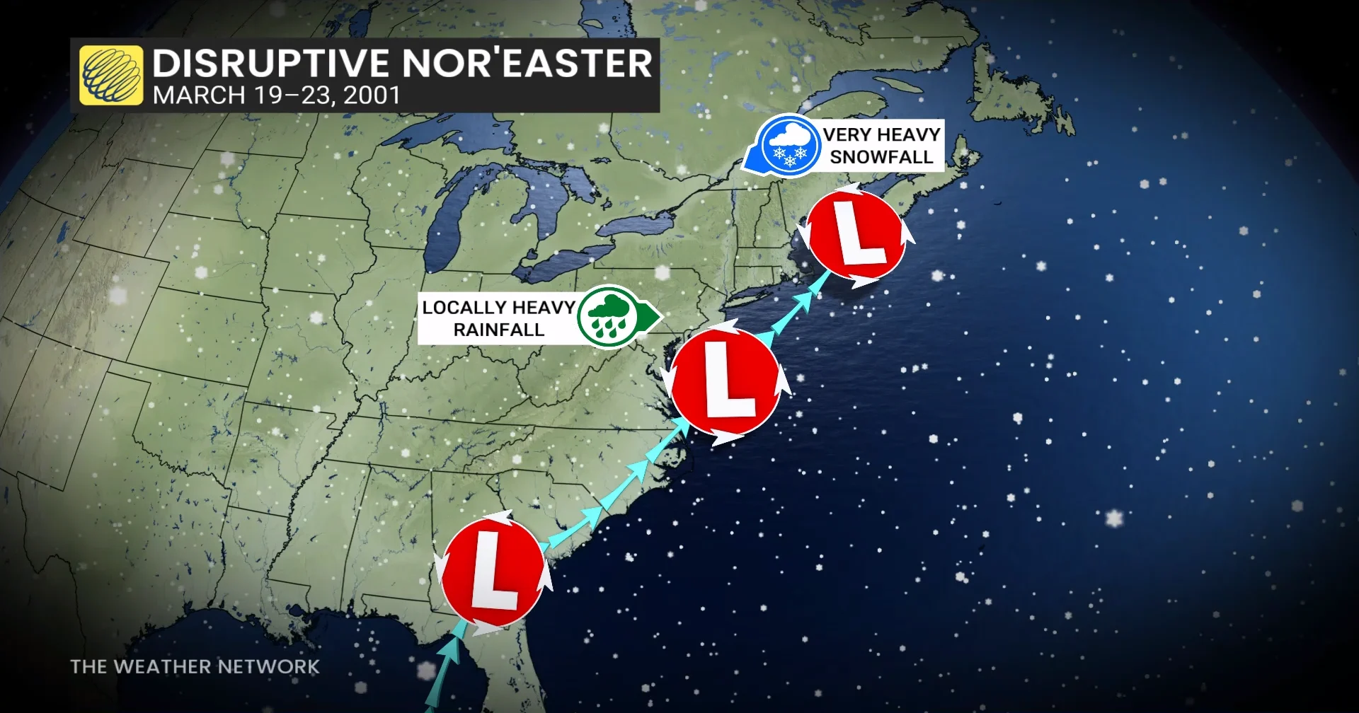 MARCH 2001 NOR-EASTER LOW TRACK