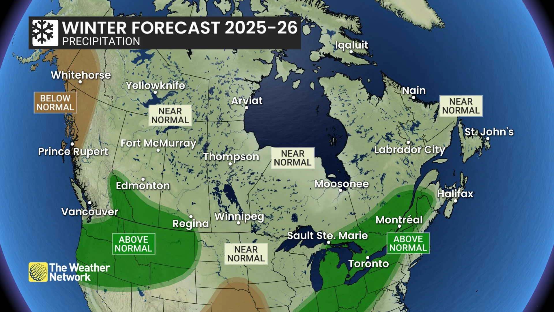 Winter Forecast 2025-26: Precipitation Outlook (The Weather Network)