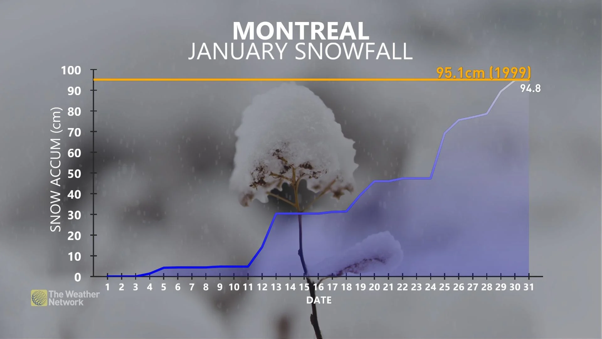 Montreal Snowfall to date: January 2023