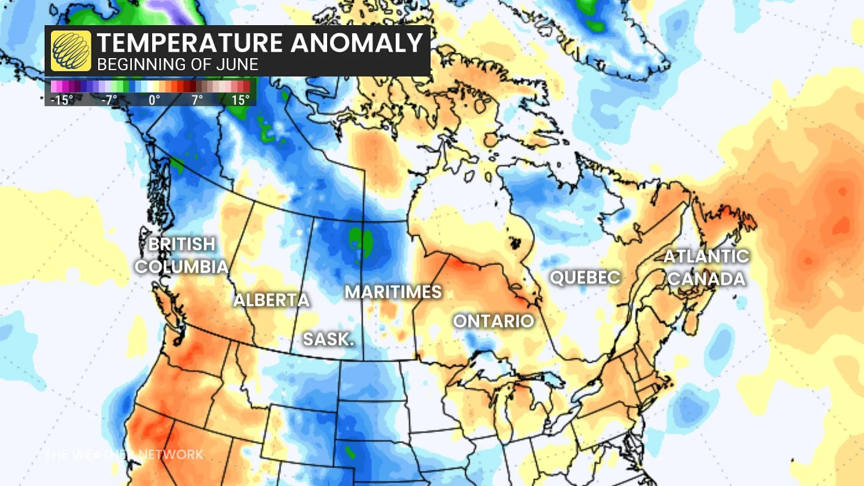 Baron - Beginning of June temperature anomaly - June9