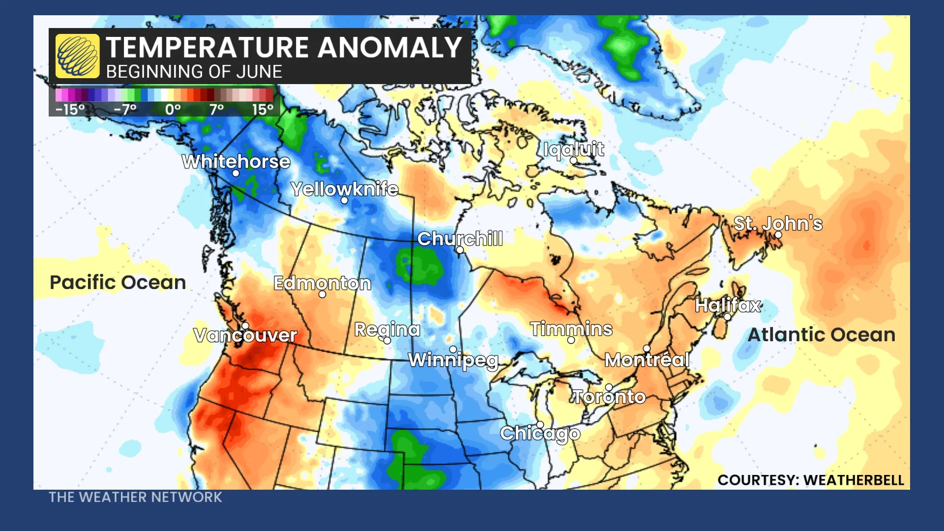 Baron - Beginning of June temperature anomaly - June9