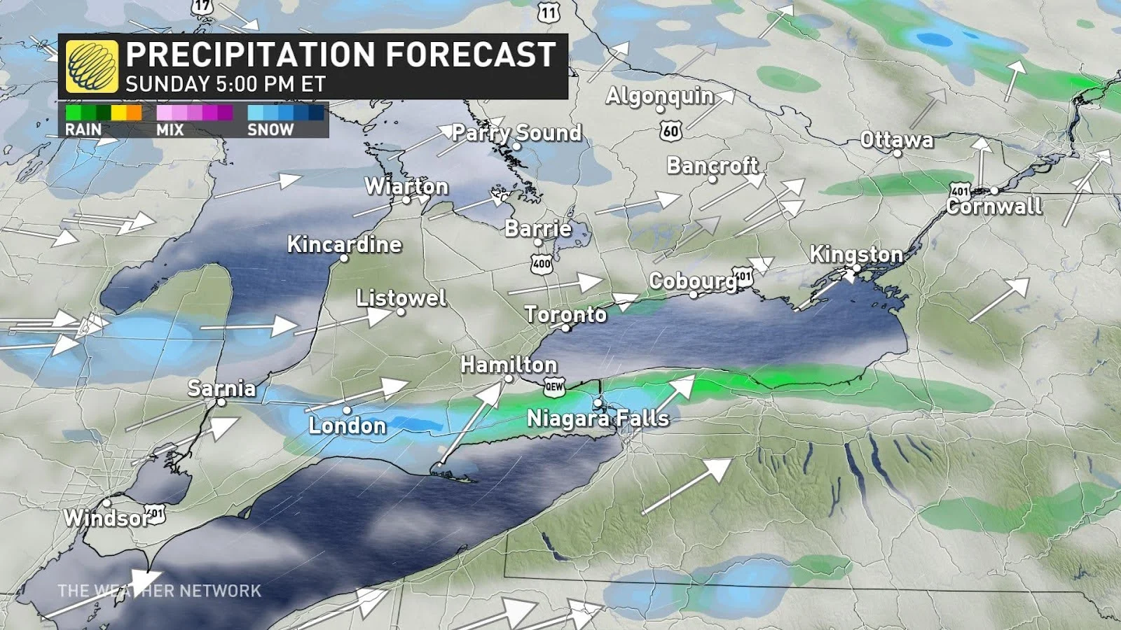 Ontario precip Sun 5pm