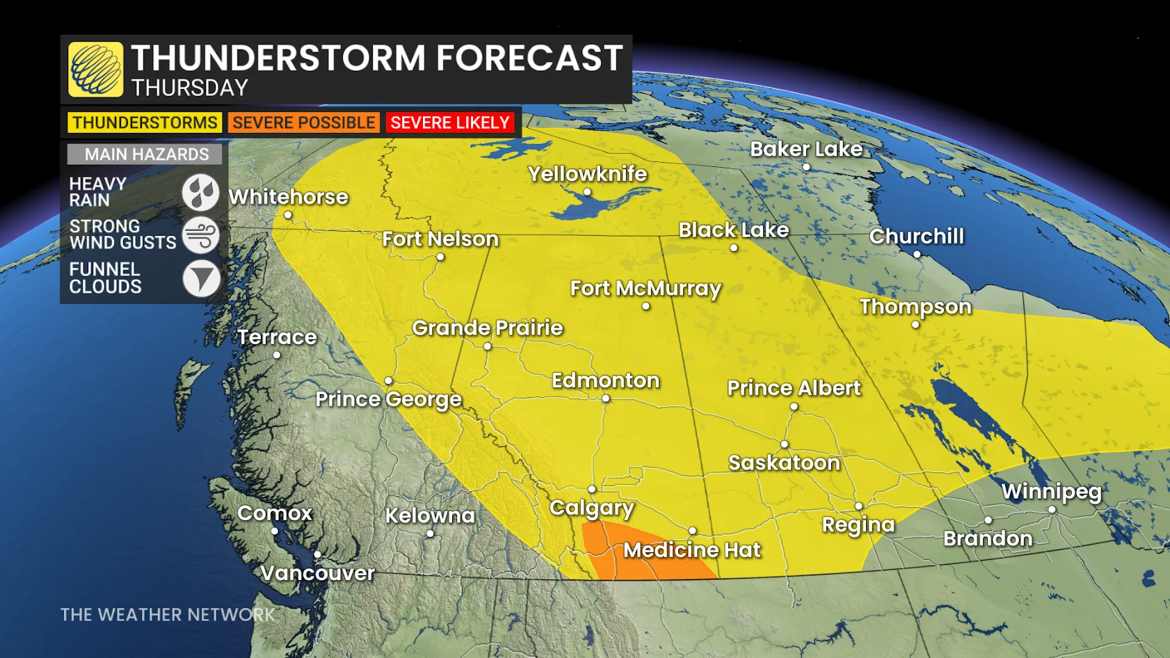 Alberta Thursday forecast thunderstorm risk (updated) - July 16, 2025