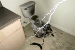 Toilet explodes after powerful lightning bolt zaps through ceiling