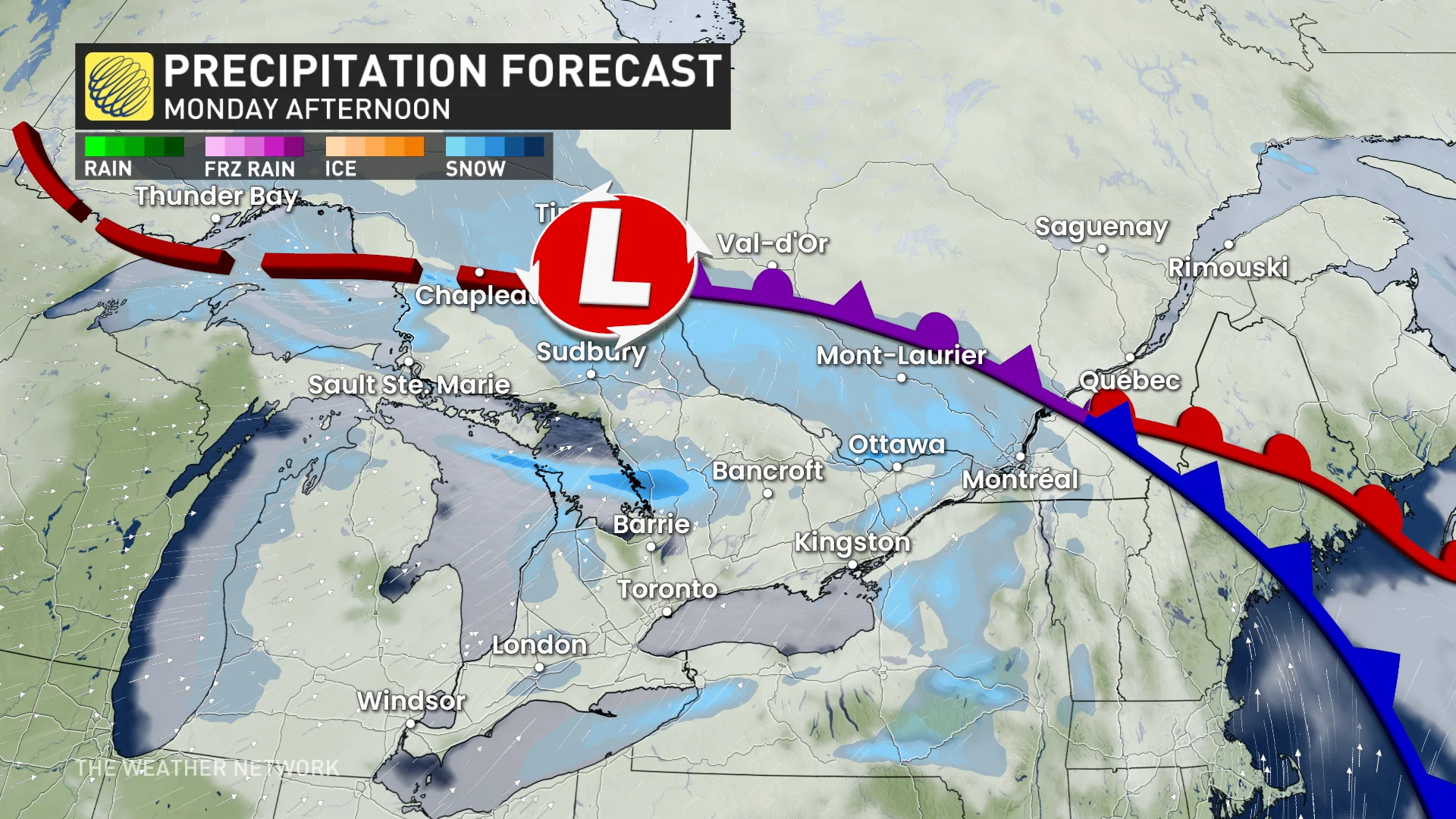 Baron - Monday afternoon precipitation - Jan13