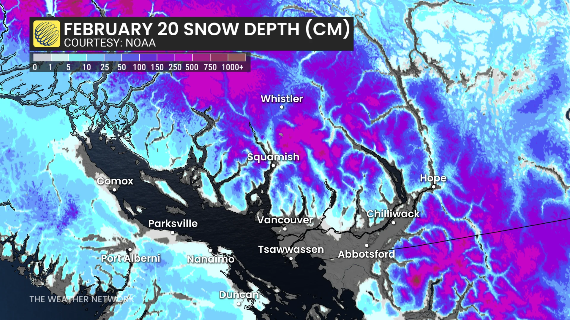 Feb. 20 B.C. snow depth/NOAA