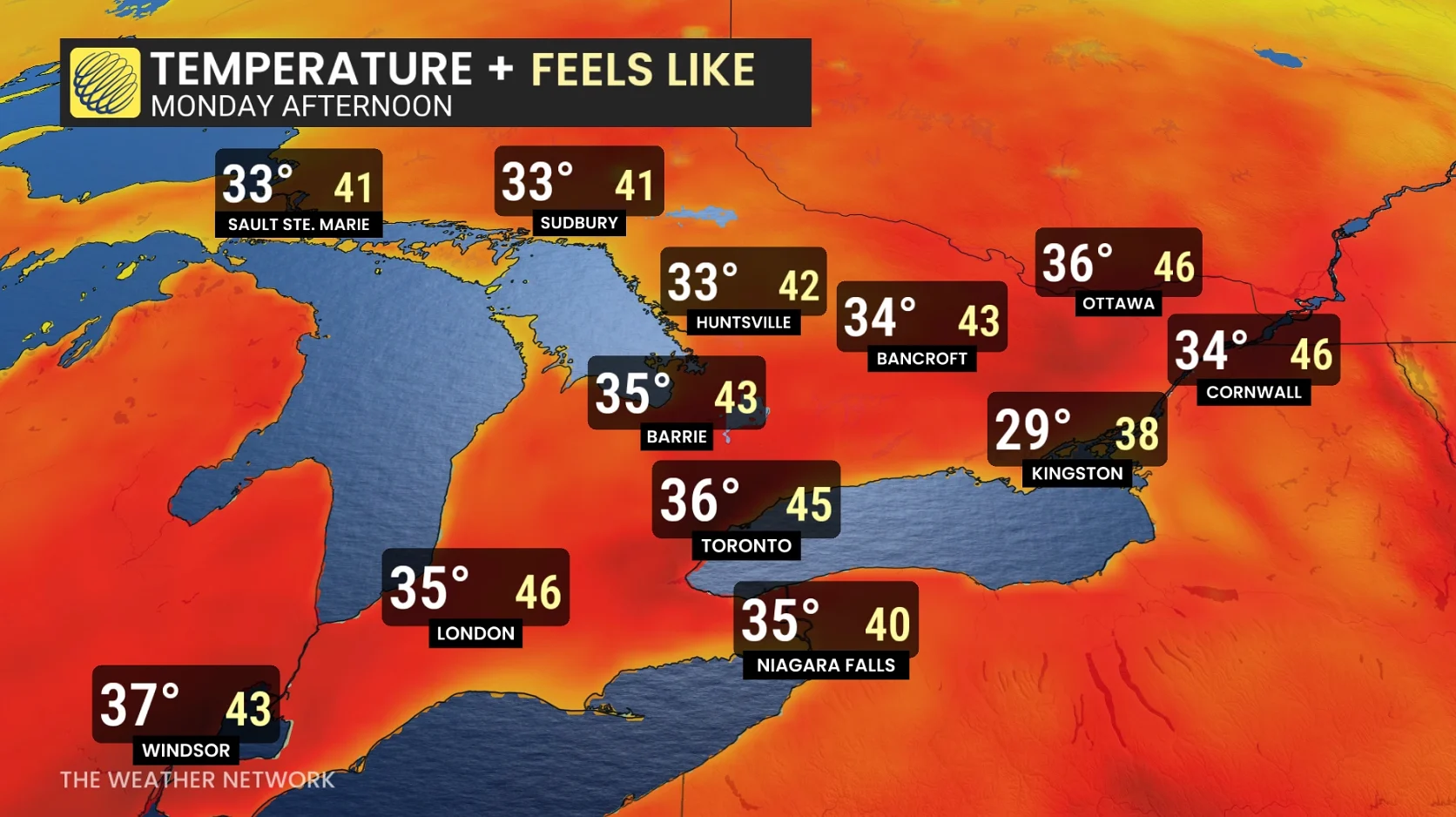 Barron - 0622 Temperatures and Feels like Ontario