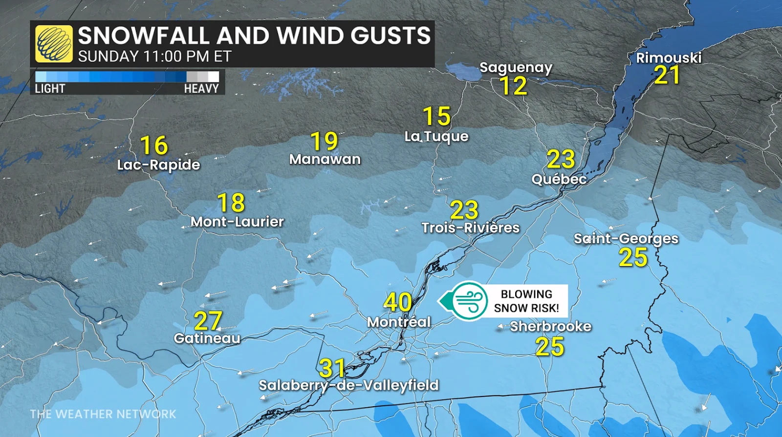 Quebec, Blizzard, Snowfall, Cold, Wind, January 25, 2026. (The Weather Network/Tyler Hamilton)