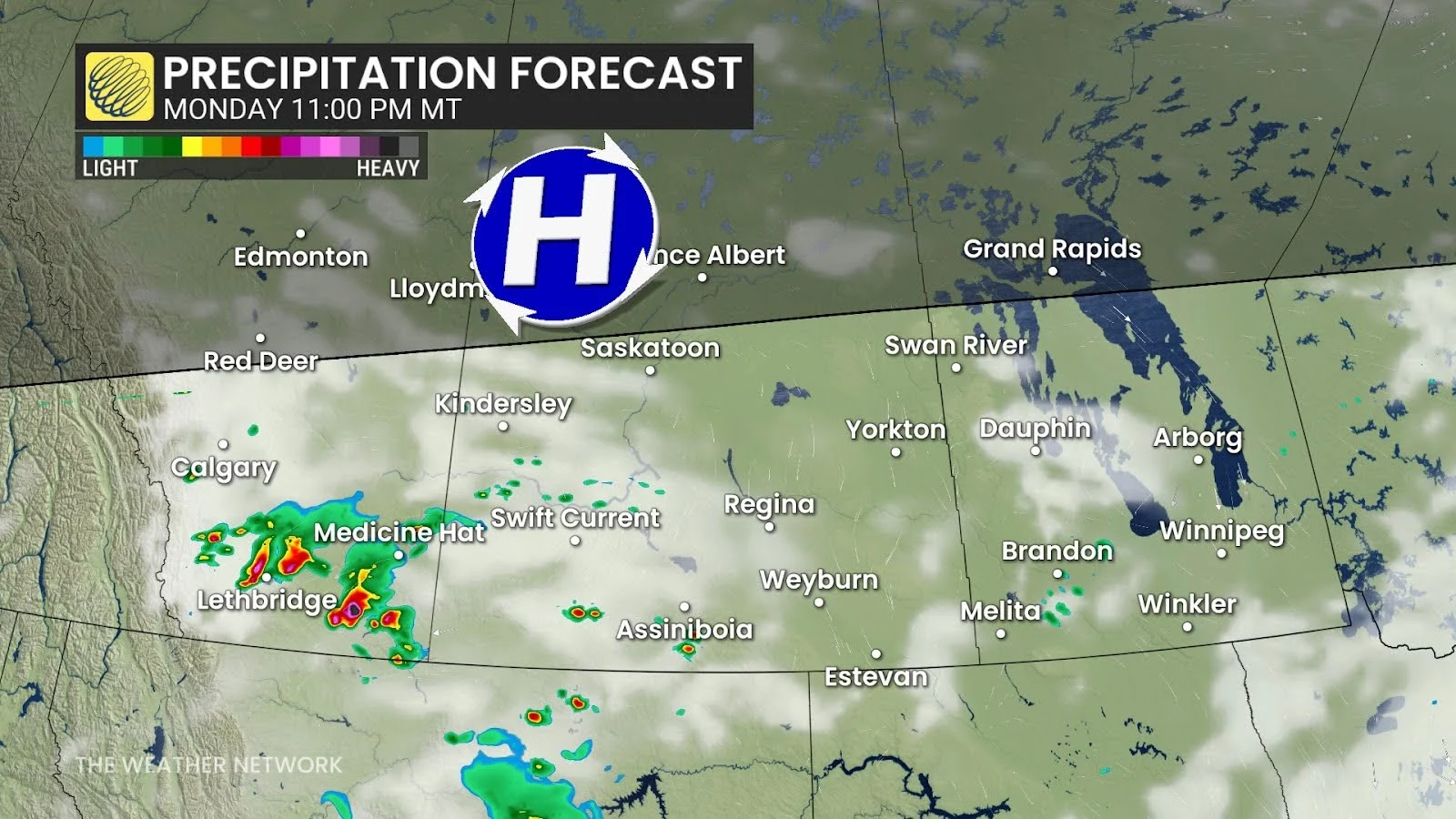 Prairies Monday night forecast storms and precipitation - July 28, 2025