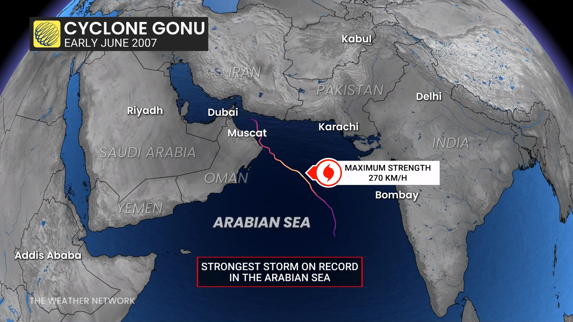 Cyclone Gonu June 2007 Track