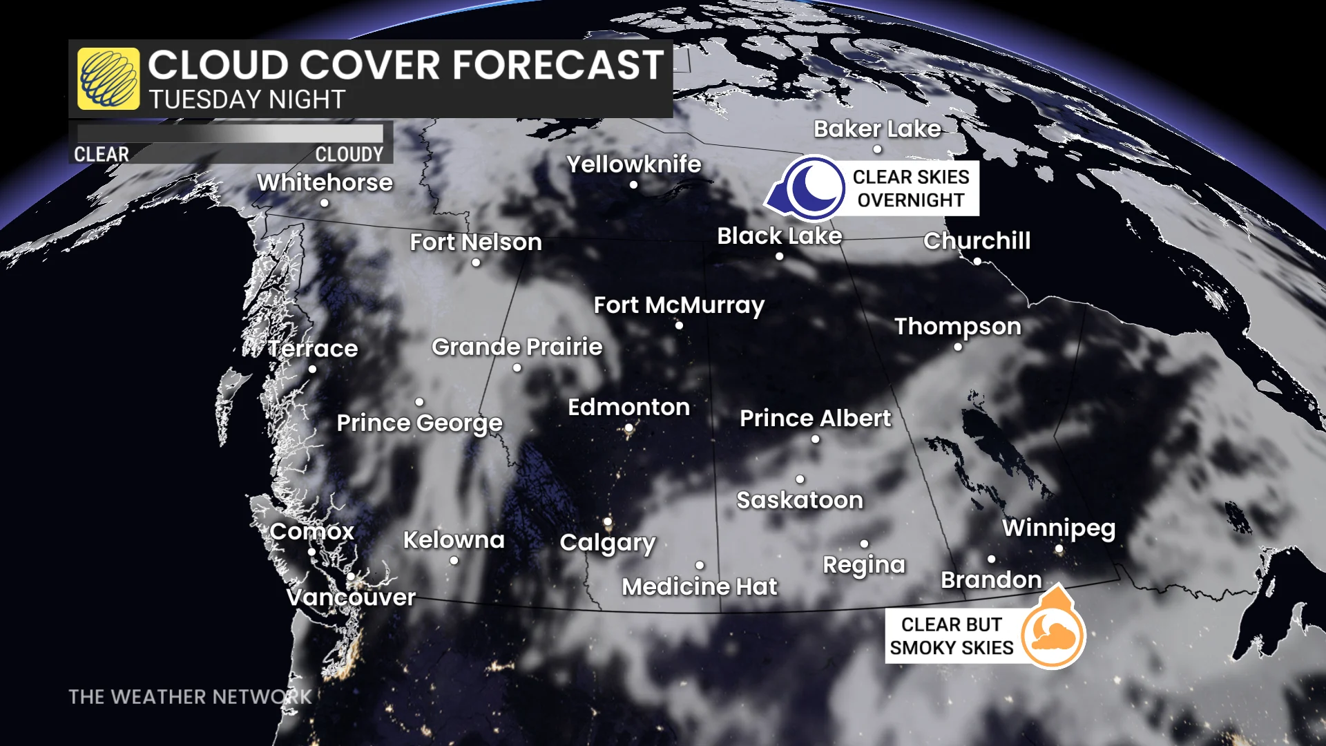 Western Canada cloud cover forecast July 22-23