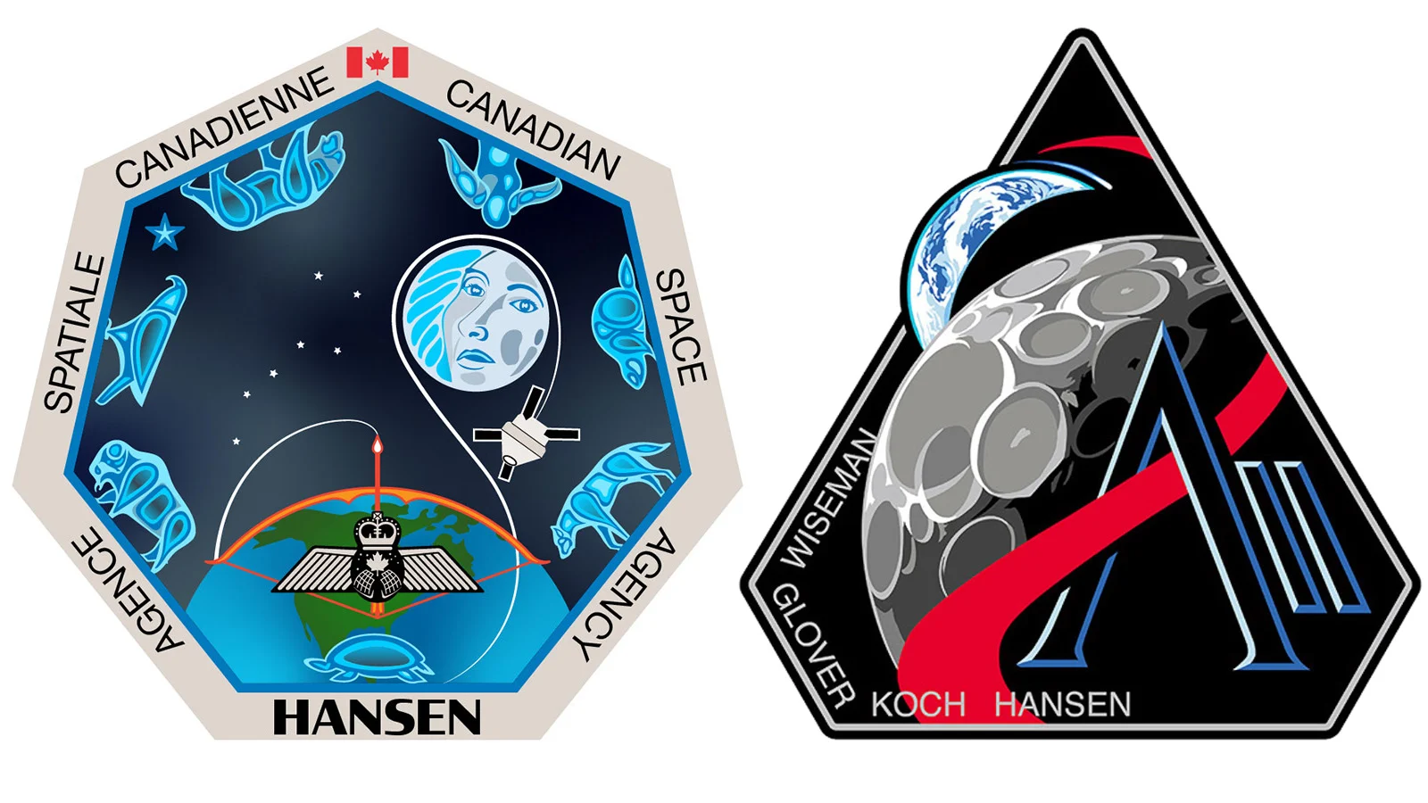 Artemis II mission patches - CSA and NASA