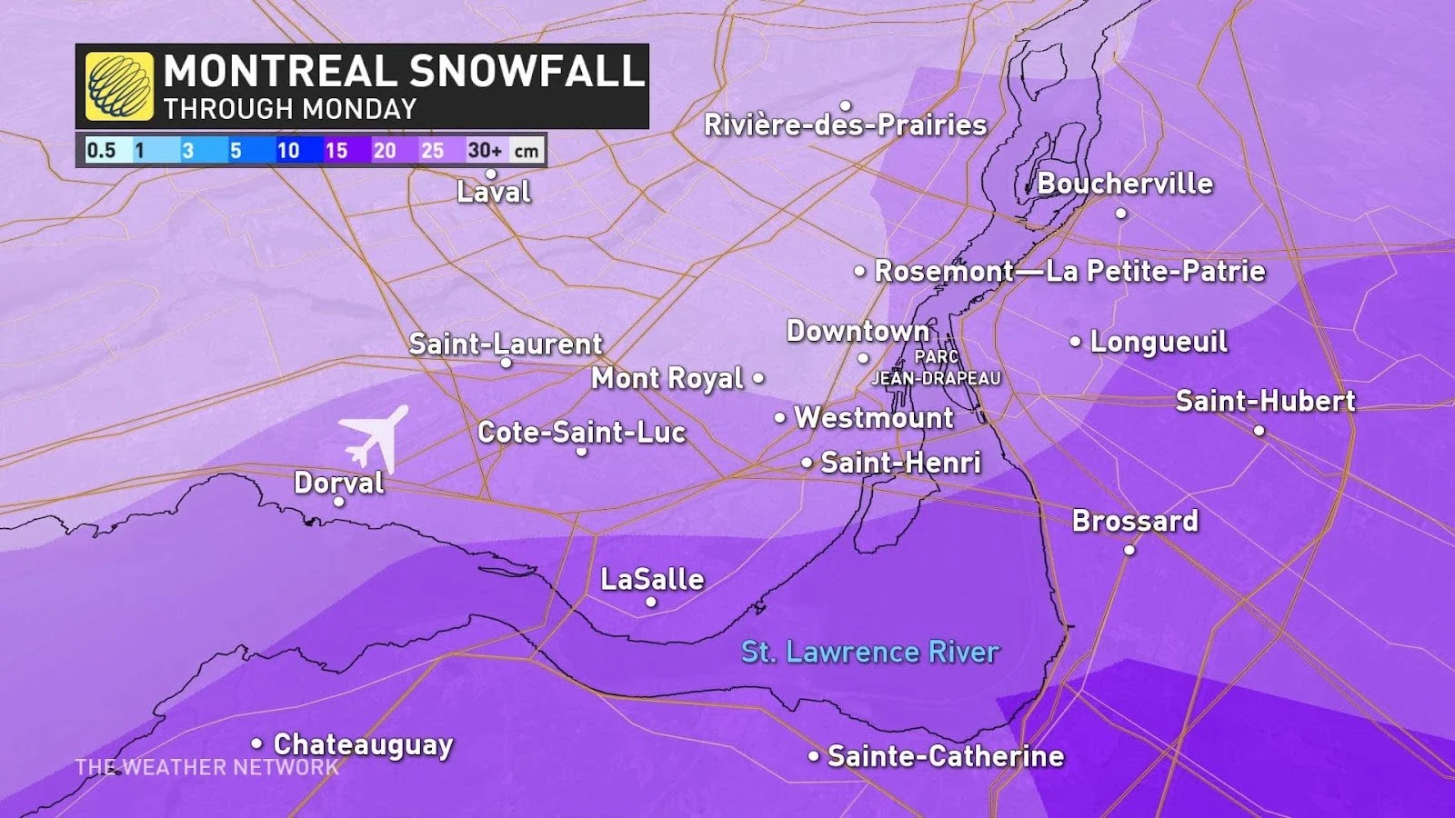 Montreal snowfall totals