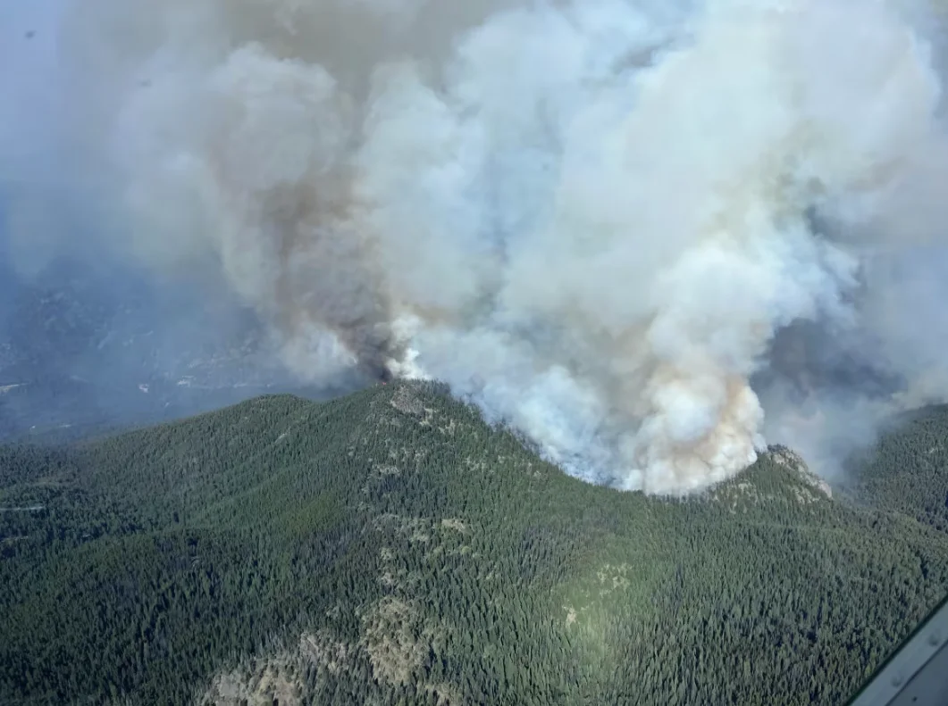 CBC: The Shetland Creek fire is pictured on August 2. (B.C. Wildfire Service)