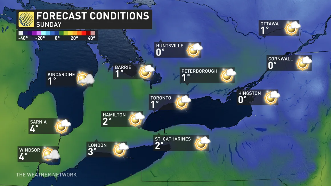 Baron - Sunday temperatures southern Ontario - Mar19