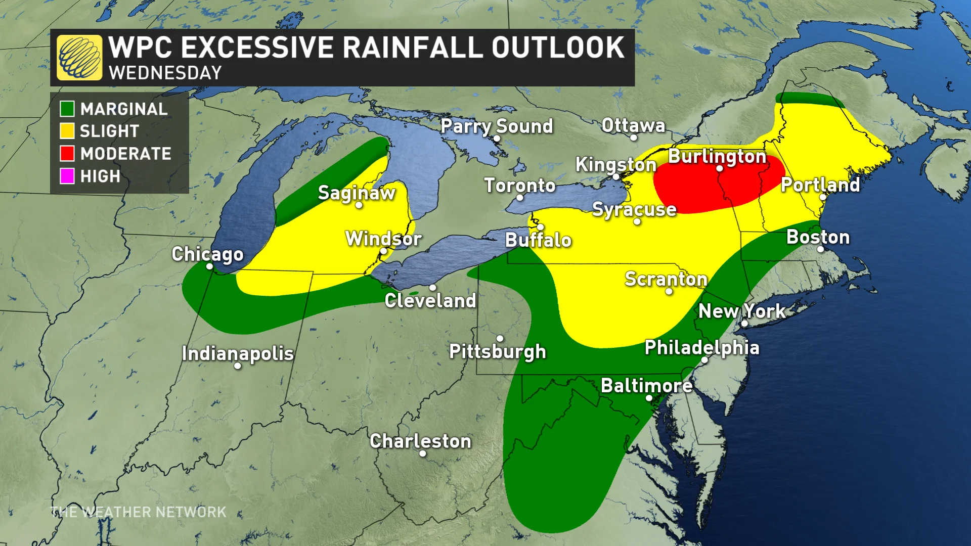 WPC Excessive rainfall outlook Wednesday