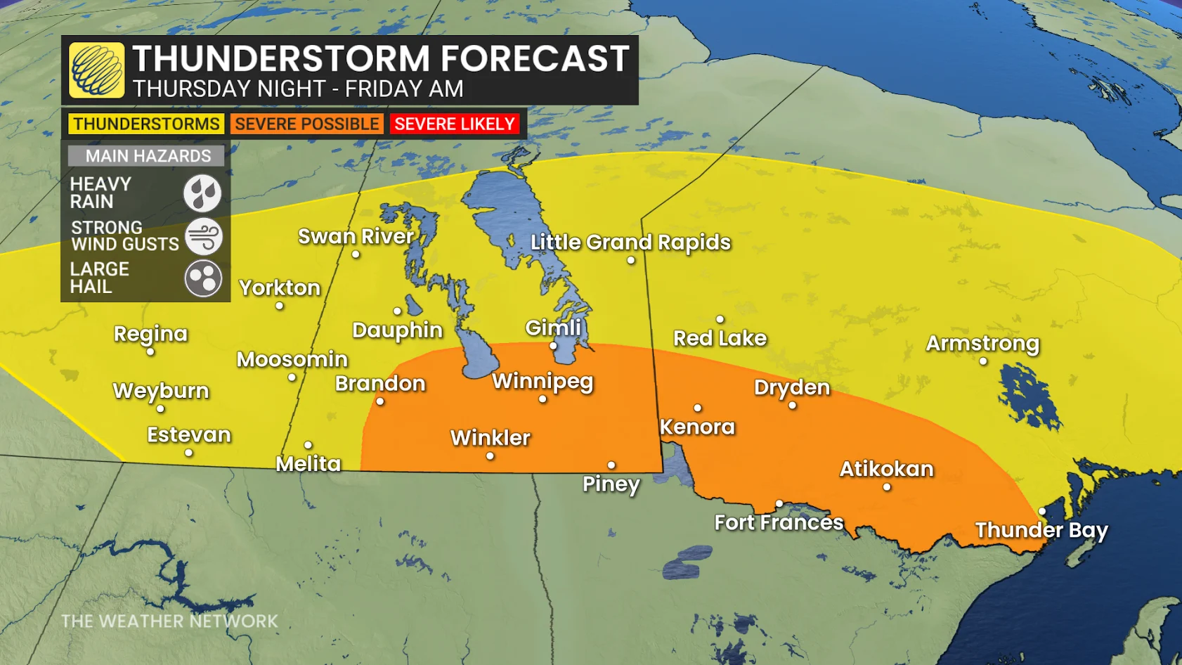 Manitoba/NWO Thursday PM and Friday AM forecast severe storm risk - Aug. 7, 2025