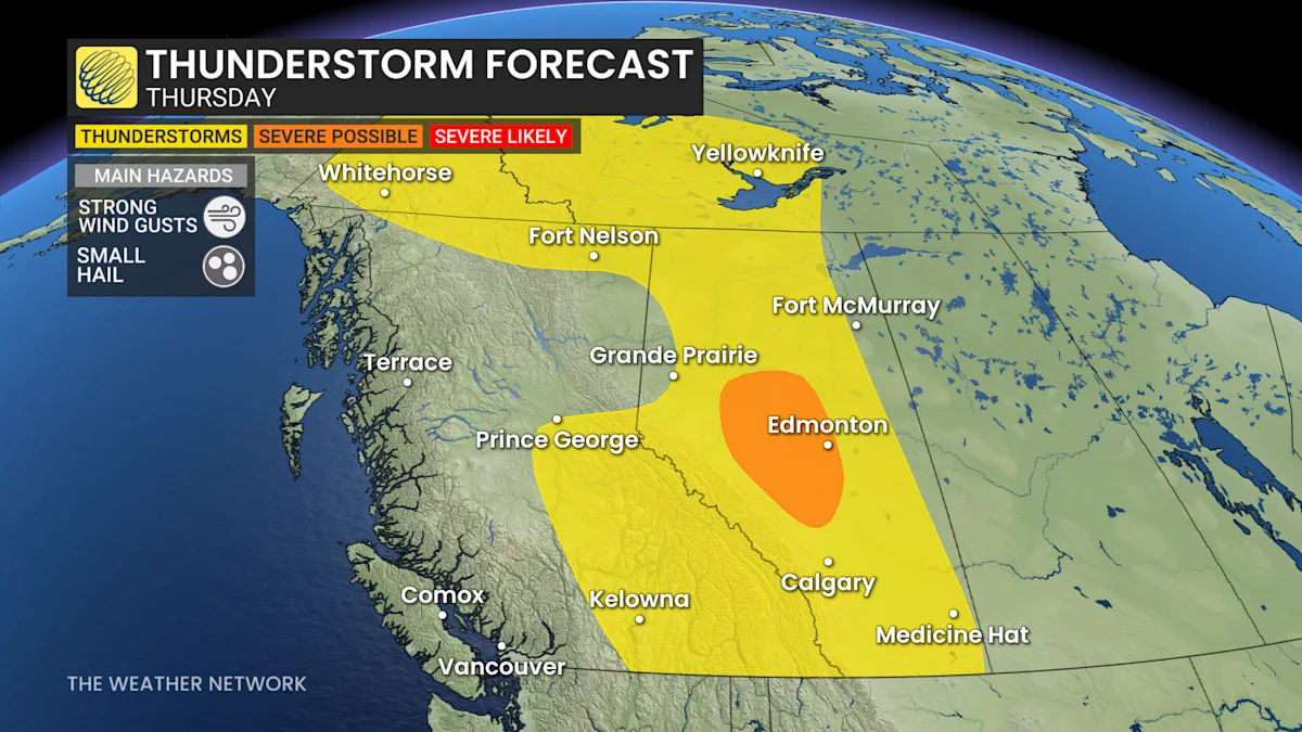 Extreme heat ends with a severe thunderstorm threat in Alberta Thursday ...