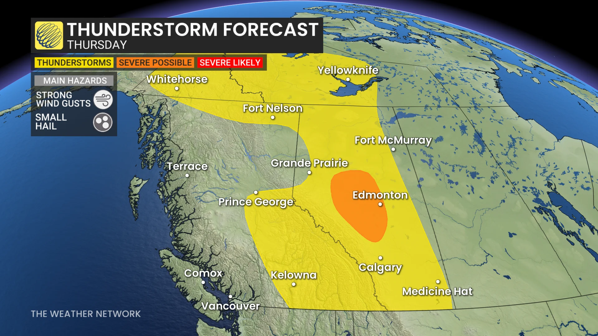 Baron - Thursday thunderstorm risk Alberta - May 29