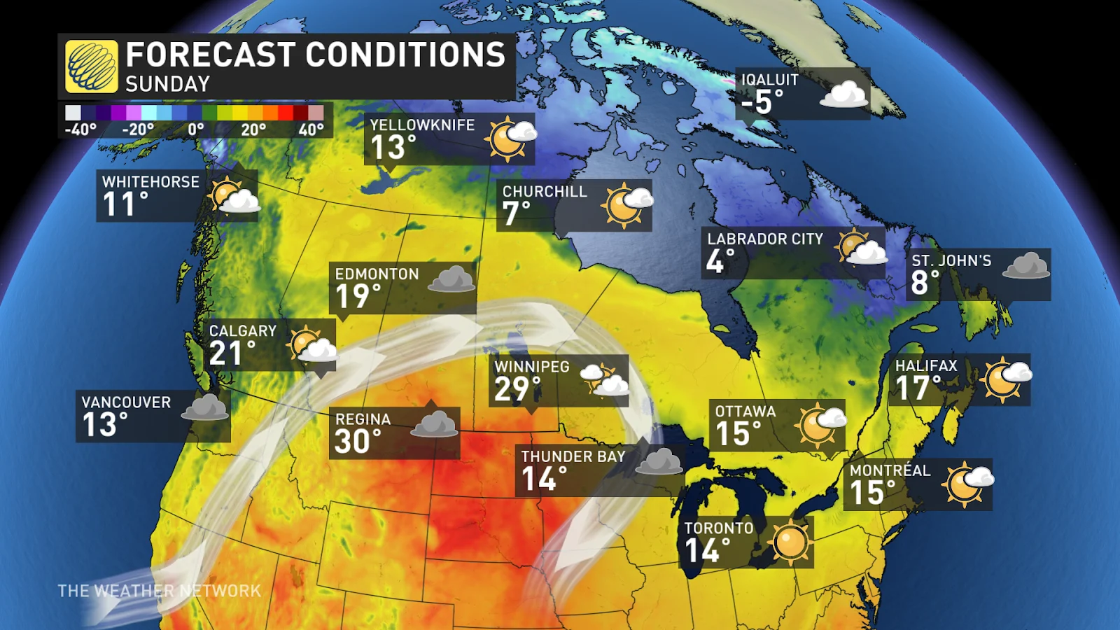 Canada Sunday forecast temperatures and conditions - May 6, 2025