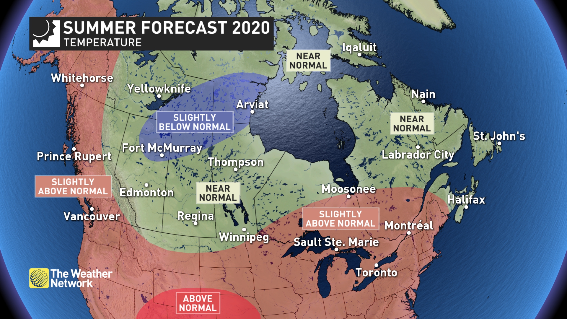 2020 CANADA National Temperature map